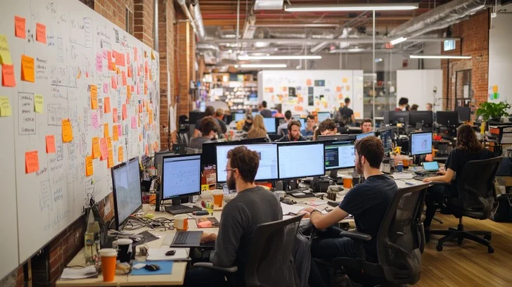 Team working in a modern enterprise office